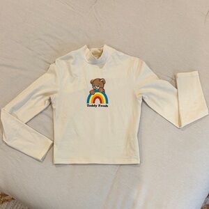 Teddy Fresh Kids Long Sleeve Shirt in Cream with Bear and Rainbow